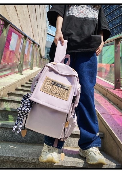 Yeni Japon Açık Hava Seyahat Dubleks Çanta Orijinal Niş Tasarım Büyük Kapasiteli Aşınmaya Dayanıklı Ortaokul Lise Öğrenci Kitap Çantası Kolye ile (Yurt Dışından)