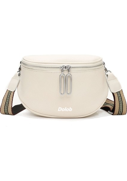 Moda Eyer Çantası Kadın Çantası 2024 Yeni Hakiki Deri Crossbody Çanta Çift Fermuarlı Ilk Katman Inek Derisi Küçük Çanta Omuzdan Askili Çanta (Yurt Dışından)