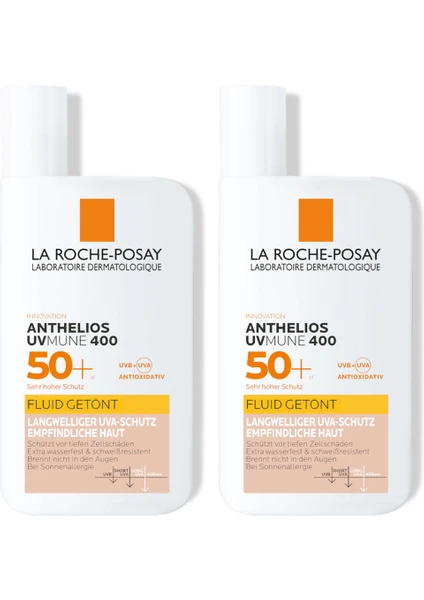 La Roche-Posay La Roche Posay Anthelios Uvmune 400 Fluid Tinted SPF50+ Güneş Kremi Renkli 50 ml 2 Adet