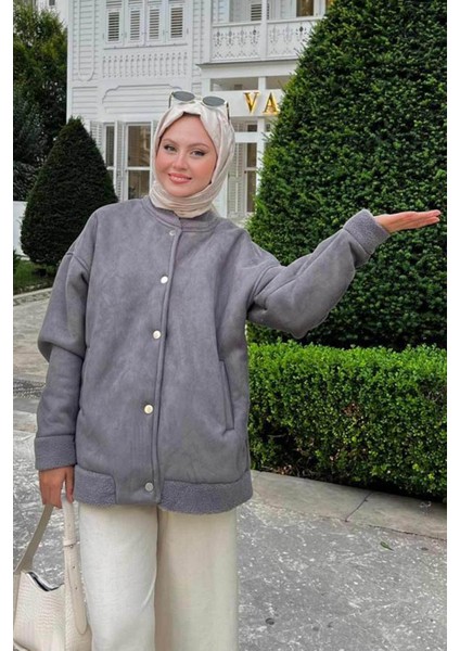 Süet Deri Füme Tesettür Kolej Mont 9287FU