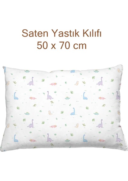 Casadora Baby Dino 100% Pamuk Saten Çocuk Yastık Kılıfı - 50 x 70 cm