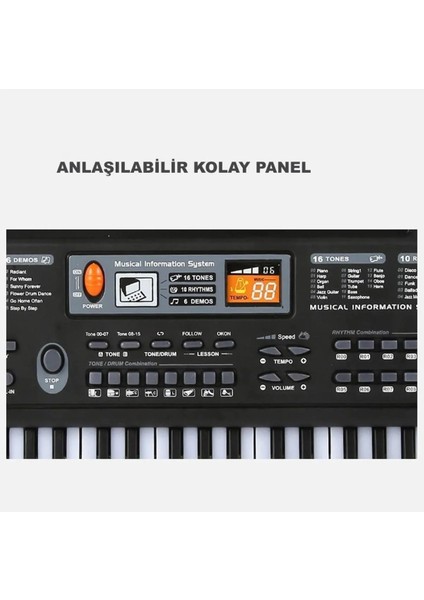 61 Tuşlu Org Electronic Keyboard Klavye Pilli Mikrofonlu Karaoke OEK61