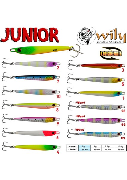 Jig Yemi Wily Junior Jig 10,5gr 5,5cm Renk:33