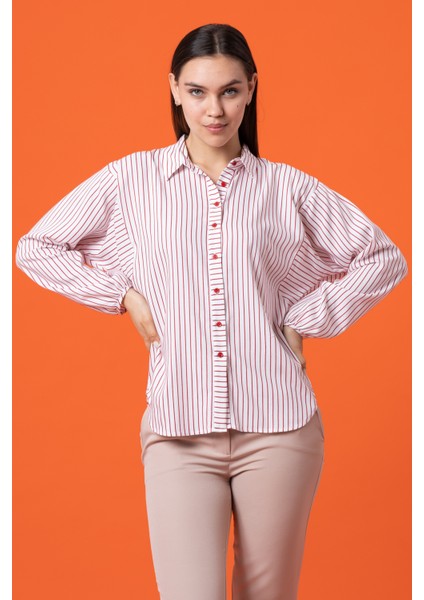 Yarasa Kollu Çizgili Basic Gömlek modelleri