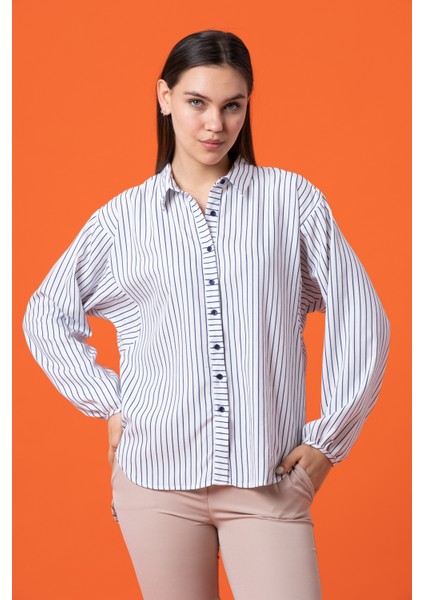 Yarasa Kollu Çizgili Basic Gömlek fırsatları