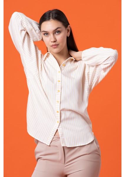 Yarasa Kollu Çizgili Basic Gömlek indirimleri