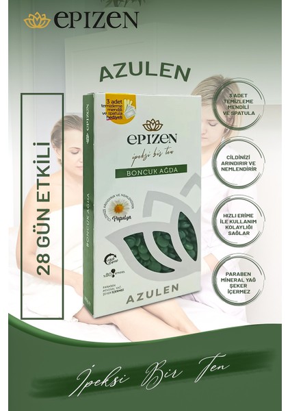 4 Adet Azulen 200GR Boncuk Ağda, Isıtıcı Makina,spatula,temizleme Mendili