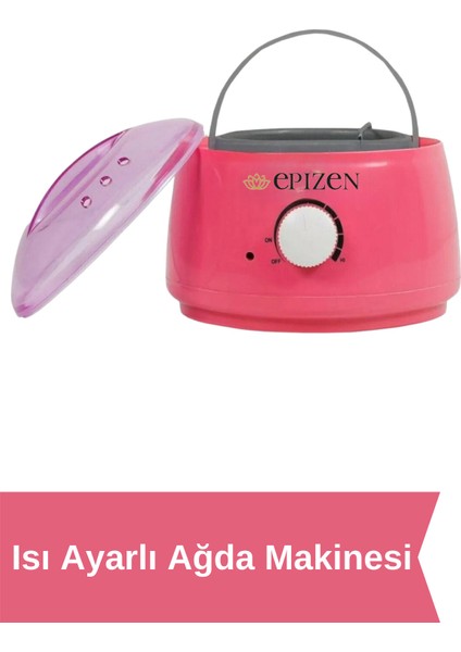 Pink Serisi Boncuk Ağda Isı Ayarlı Makina Kartuş Makina Spatula Temizleme Mendil Seti
