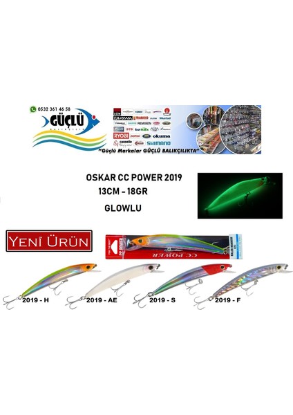 Maket Balık Oskar cc Power Glow 2019 Seri 13 cm 18 gr RENK:2019AE