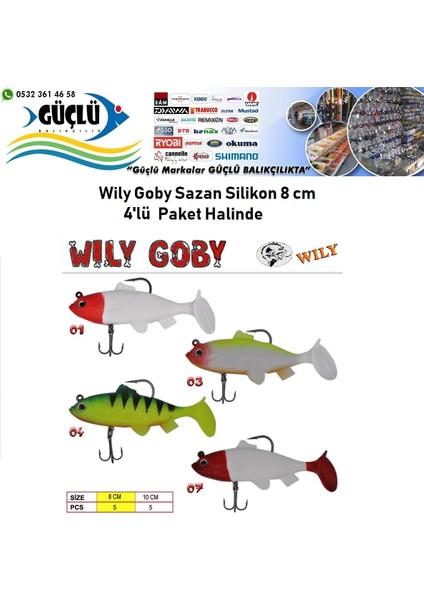 Sazan Silikonu 8 cm Wily Goby 5 Li Paket Halinde Renk:4
