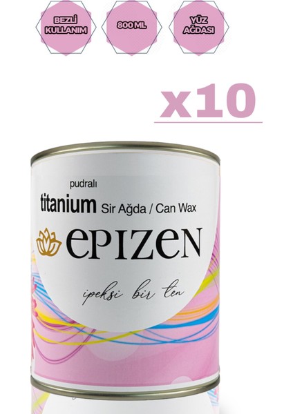 10 Adet Hassas Ciltler Için Titanium Pudralı Sir Ağda Konserve Kutu 800G