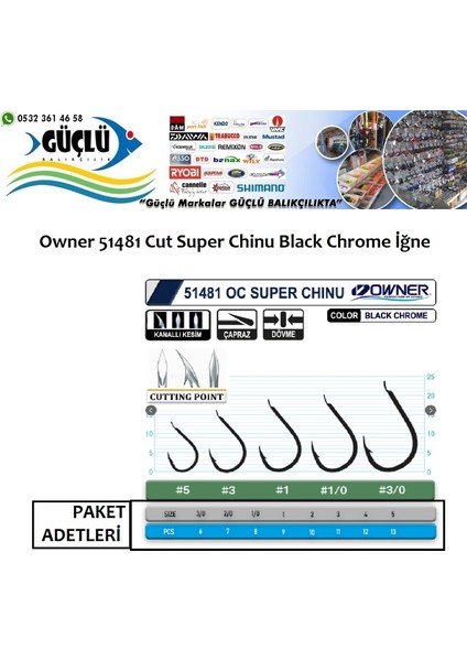 51481 Cut Super Chinu Black Chrome Iğne No:3/0