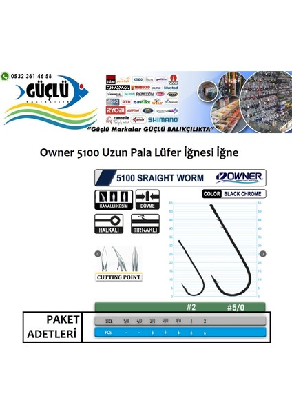 Lüfer Iğnesi Owner 5100-131 Uzun Sap No:2/0 fiyatları