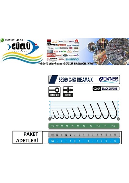 Sazan Iğnesi Owner 53269 C-5x Iseama x Black Chrome No:1/0 fiyatları