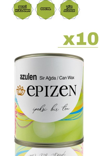 10 Adet Azulen Sir Ağda Konserve Kutu 800ML