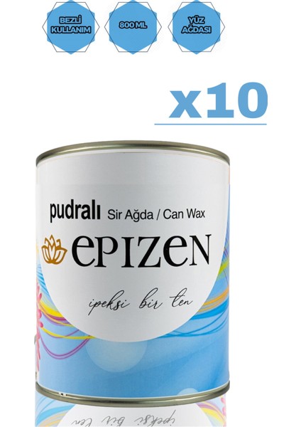 10 Adet Pudralı Sir Ağda Konserve Kutu 800G