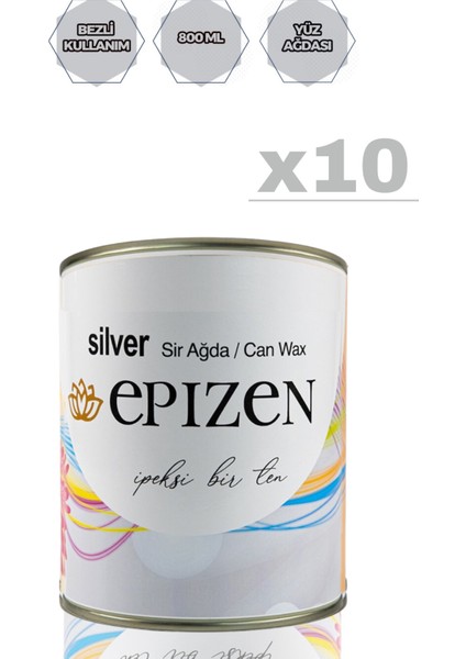 10 Adet Silver Sir Ağda Konserve Kutu 800G