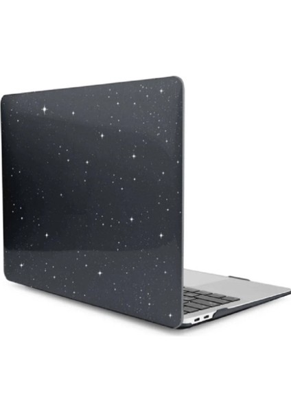 Macbook Pro 16 Inç M3 / M3 Pro / M3 Max A2991 Uyumlu Simli Siyah Kristal Tam Korumalı Kılıf