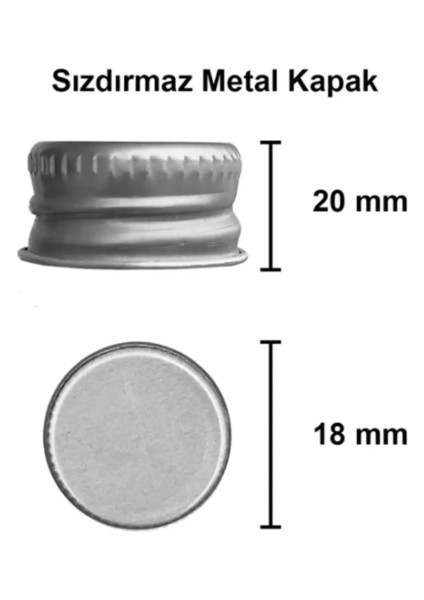 6 Adet Kıvrımlı Cam Shot Şişesi Sızdırmaz Silver Metal Kapaklı Çok Amaçlı Şişe 100 cc MA2201