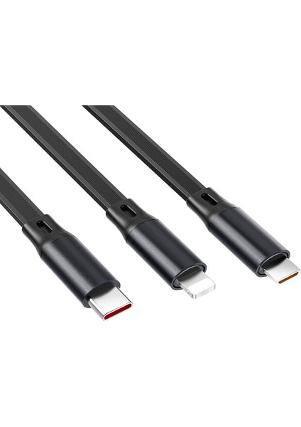 3in1 Hızlı Şarj Kablosu Wiwu WI-C012 Masaüstü Düzenleyici Type-C To Type-C-Ligtning-Micro 1.2m