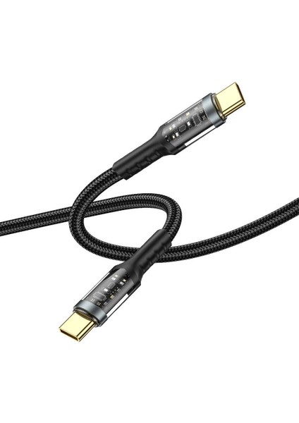 Type-C To Type-C Pd Şarj ve Data Kablo Wiwu WI-C016 Geek Serisi 100W 1.2 Metre Siyah