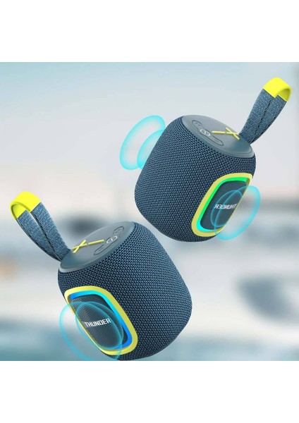 Bluetooth Hoparlör Wiwu P25 Rgb LED Işıklı Wireless Bluetooth Speaker 5.3 Hoparlör Mavi