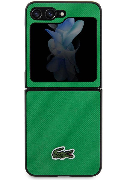 Galaxy Z Flip 5 Uyumlu Lacoste Lisanslı Pu Pike Desenli Ikonik Timsah Logolu Yeşil