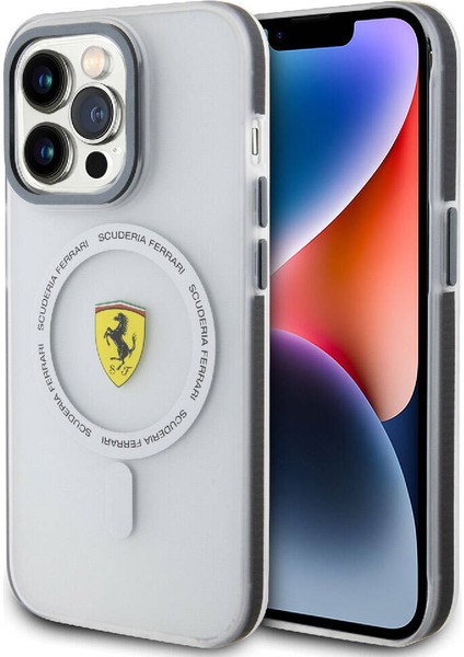 Apple iPhone 15 Pro Uyumlu Ferrari Lisanslı Magsafe Özellikli Kontrast Bumper Sf Ring Siyah