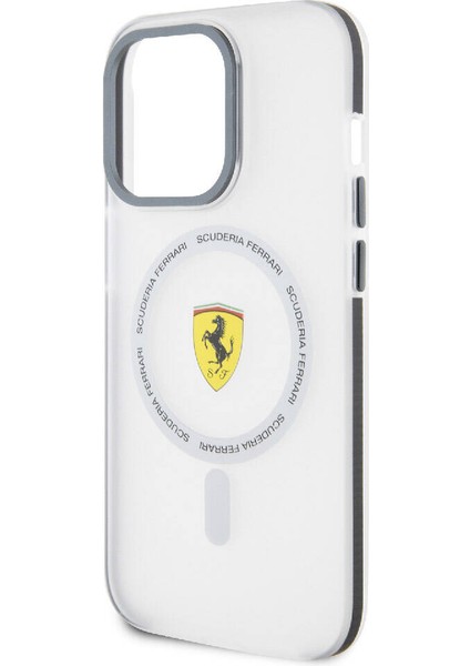 Apple iPhone 15 Pro Uyumlu Ferrari Lisanslı Magsafe Özellikli Kontrast Bumper Sf Ring Siyah modelleri