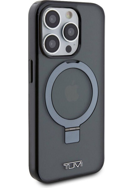 Apple iPhone 15 Pro Tumı Lisanslı Magsafe Özellikli Pc Tpu Metal Logolu Ring Standlı Siyah indirimleri
