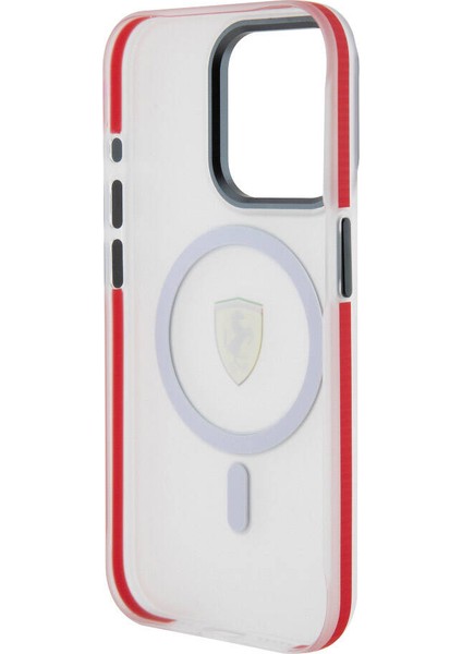 Apple iPhone 15 Pro Uyumlu Ferrari Lisanslı Magsafe Özellikli Kontrast Bumper Sf Ring Kırmızı modelleri