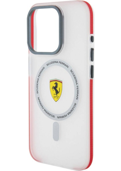 Apple iPhone 15 Pro Uyumlu Ferrari Lisanslı Magsafe Özellikli Kontrast Bumper Sf Ring Kırmızı fırsatları