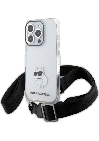 Apple iPhone 15 Pro Max Lisanslı Boyun Askılı Choupette Ikonik Crossbody Şeffaf
