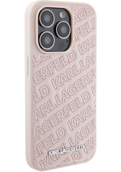 Apple iPhone 15 Pro Max Lisanslı Metal Yazı Logolu Dikişli Logo Kapitone Pembe modelleri