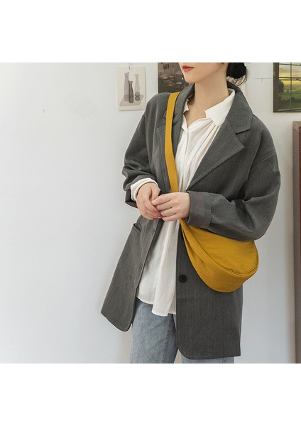 Küçük Çanta Kadın Çanta 2023 Yeni Moda Trend Kore Omuz Çanta Messenger Çanta Katı Renk Öğrenci Sanat Yarım Yuvarlak Çanta (Yurt Dışından) fiyatları