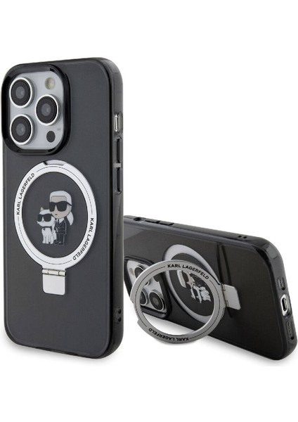 Apple iPhone 15 Pro Lisans Magsafe Özellik K&c Ikonik Baskılı Ring Standlı Siyah