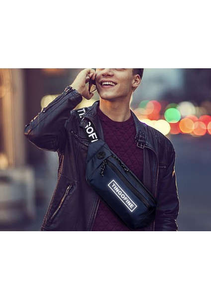 2023 Yeni Erkek Rahat Bel Çantası Çok Fonksiyonlu Trendy Moda Göğüs Çantası Spor Omuz Crossbody Cep Telefonu Çantası (Yurt Dışından)