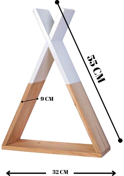 Ahşap Üçgen Kitaplık Ve Raf, 2 Adet - Çocukların Hayal Dünyasını Renklendiren Ahşap Kitaplık Seti!