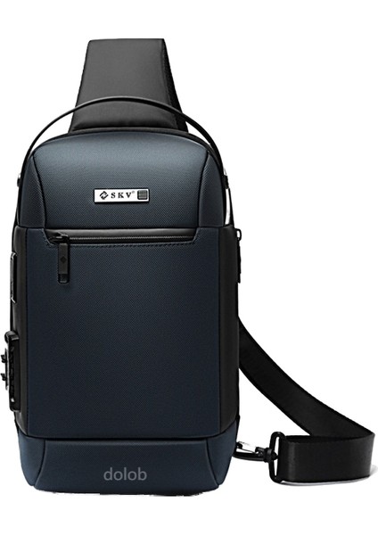 Göğüs Çantası Erkek Iş Crossbody Çanta Erkek USB Omuz Çantası Moda Rahat Çok Fonksiyonlu Rahat Göğüs Çantası (Yurt Dışından)