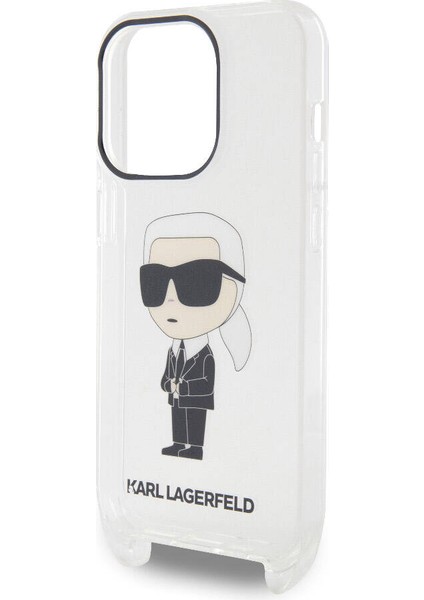 Apple iPhone 15 Pro Uyumlu Lisanslı Boyun Askılı Karl Ikonik Crossbody Şeffaf fırsatları