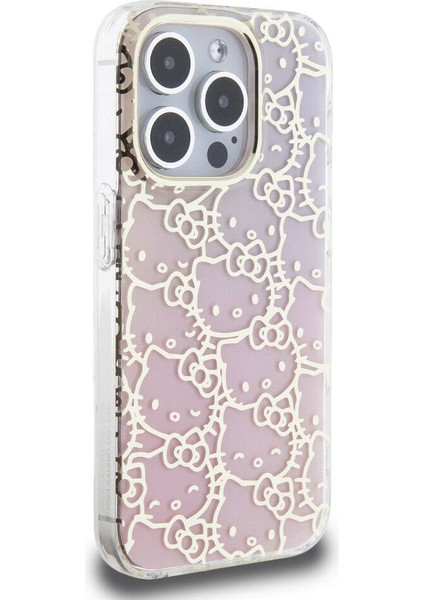 Apple iPhone 15 Pro Hello Kitty Lisanslı Renk Geçişli Elektroplating Kaplama Kitty Head Pembe modelleri