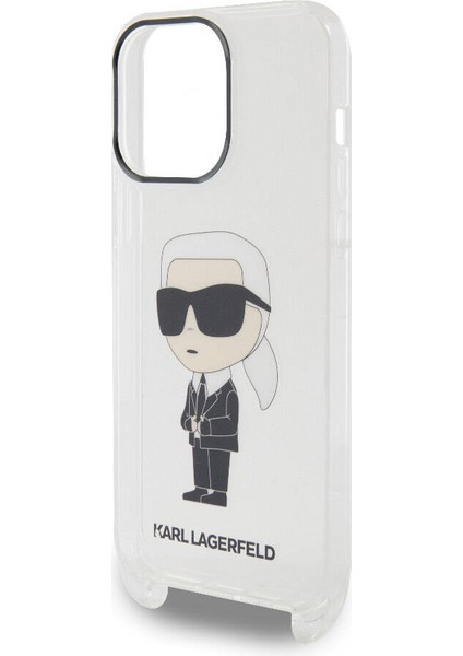 Apple iPhone 15 Pro Max Uyumlu Lisanslı Boyun Askılı Karl Ikonik Crossbody Şeffaf fırsatları