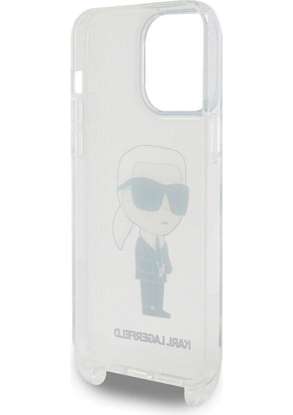 Apple iPhone 15 Pro Max Uyumlu Lisanslı Boyun Askılı Karl Ikonik Crossbody Şeffaf indirimleri