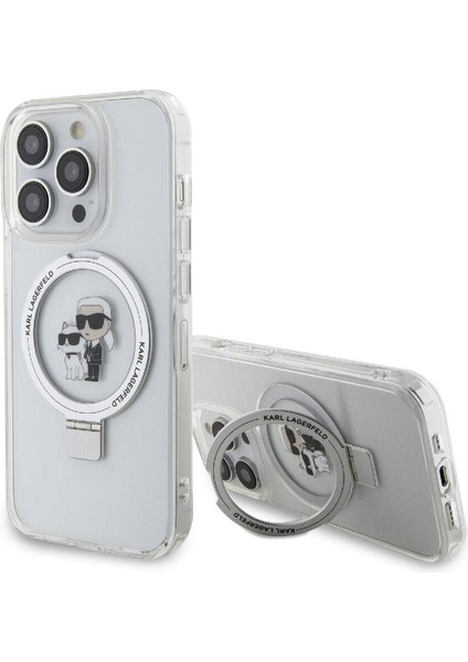 Apple iPhone 15 Pro Lisans Magsafe Özellik K&c Ikonik Baskılı Ring Standlı Beyaz