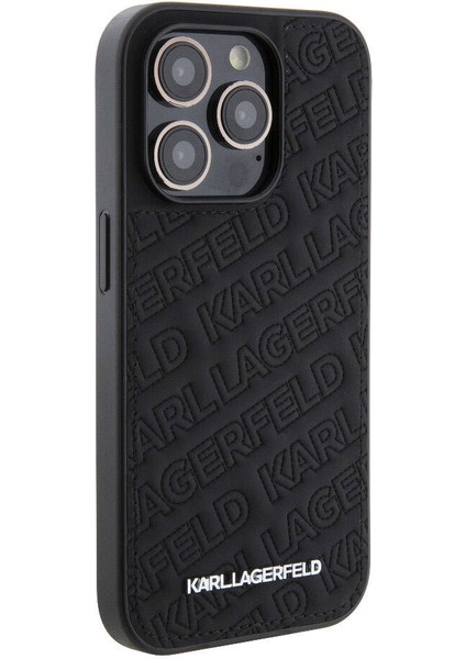 Apple iPhone 15 Pro Max Lisanslı Metal Yazı Logolu Dikişli Logo Kapitone Siyah modelleri