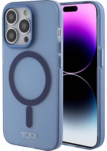 Apple iPhone 15 Pro Uyumlu Tumı Lisanslı Magsafe Şarj Özellikli Buzlu Mat Kılıf Mavi