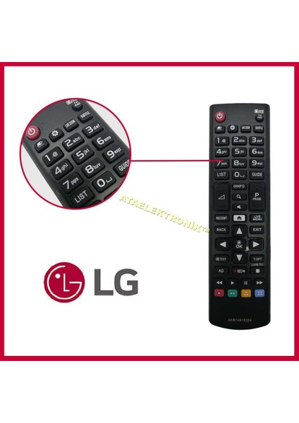 Ata Elektronik Lg AKB74915324 Uyumlu Smart LED Tv Kumandası - LG TÜM MODELLERİ ile TAM Uyumlu Home Tuş