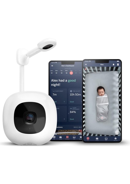 Akıllı Bebek Monitörü ve Duvar Montajı, Wi-Fi Hd Video Kamera, Uyku Koçu ve Solunum Hareketi Takip Cihazı, 2 Yönlü Ses, Ses ve Hareket Uyarıları, Gece Işığı ve Gece Görüşü