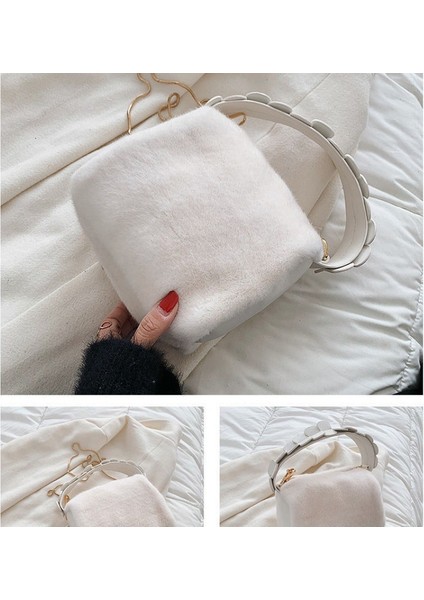 Sonbahar ve Kış Tüylü Çanta Tüylü Çanta Sonbahar Çanta Kadın Moda Doku Peluş Zincir Crossbody Çanta (Yurt Dışından)