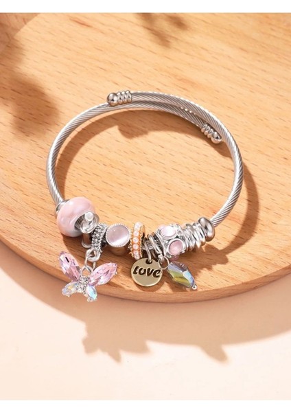 Pandora Kelebekli Charm Bileklik Pandora Bileklik. Çelik Bileklik, Sallantılı Bileklik, Çelik Zirkon Taşlı Bileklik. Charm.